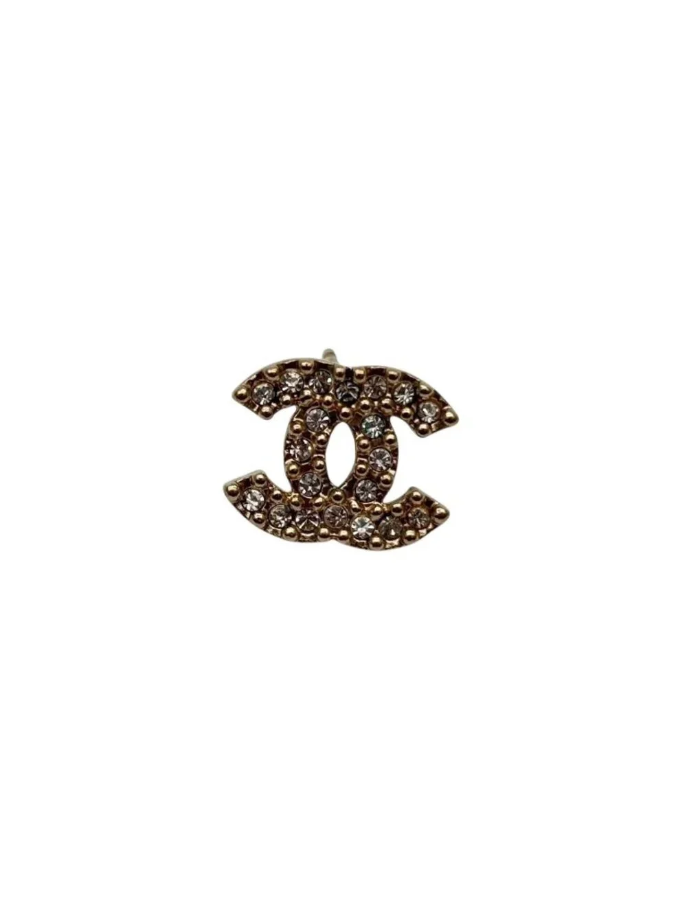 Chanel CC Logo Rhinestone Earrings 02 Gold